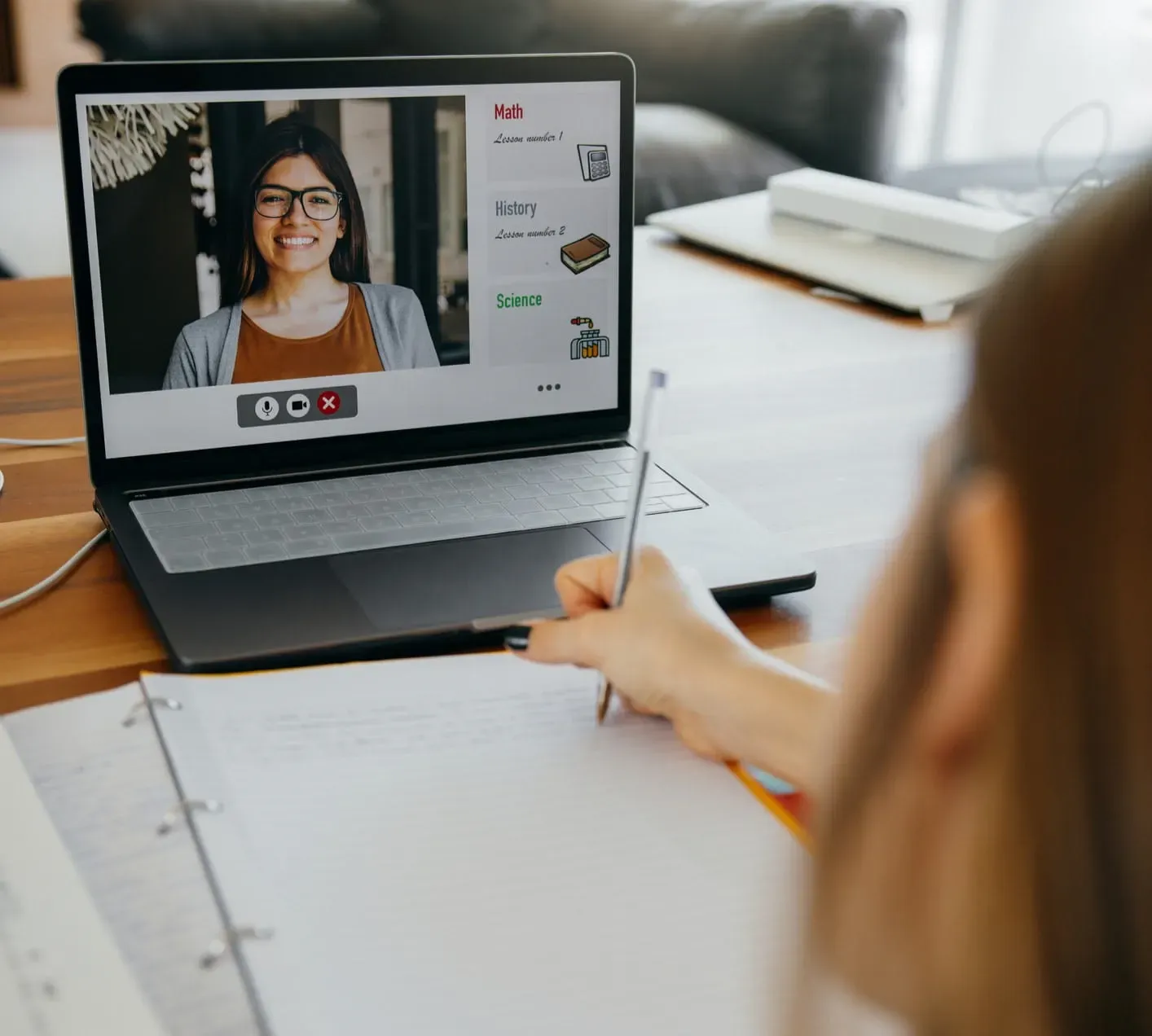 Looking over the shoulder of a student in a video conference