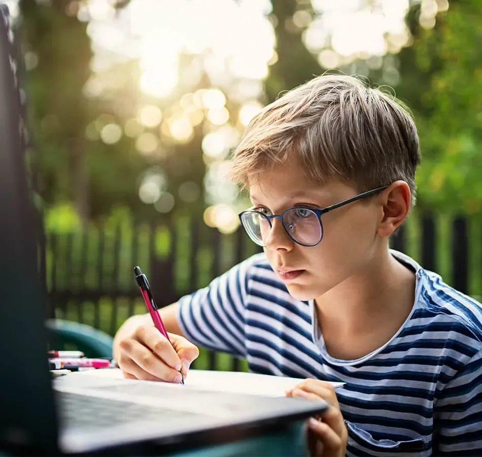 student studying outside